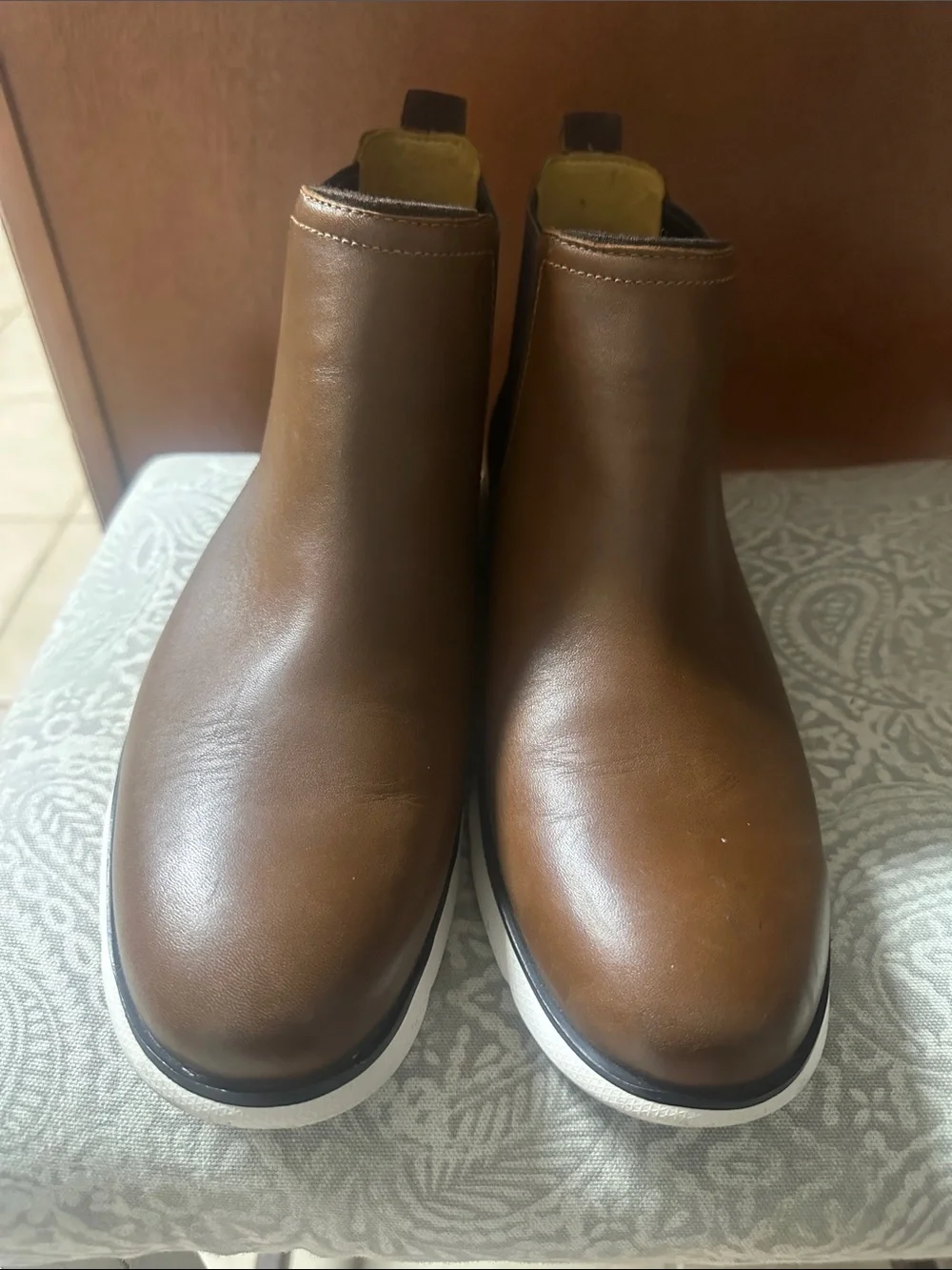 Cole Haan Brown Leather Chelsea Sneaker Boots Zero Grand with White Sole